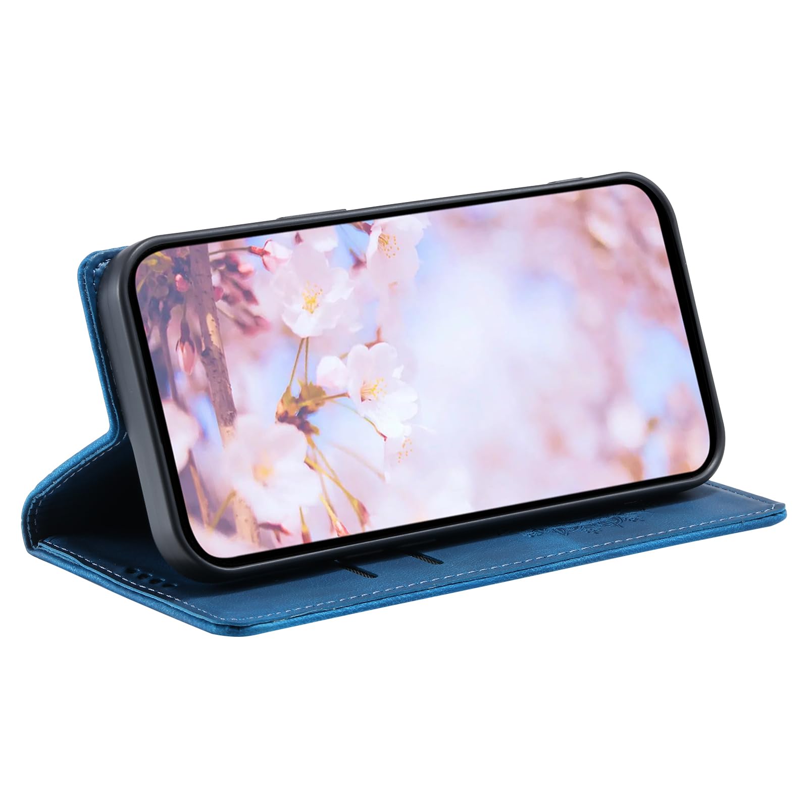 Huzhide Custodia A Portafoglio Per IPhone 16e 5G (2025) | Pelle PU Blu Con Slot Carte E Supporto | Antiurto Con Chiusura Magnetica