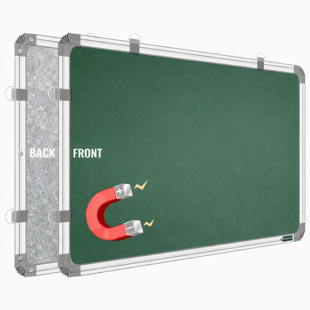 YAJNAS 3x2 Feet Ceramic Steel (Magnetic) Green Chalkboard for Kids, Home & Kitchen with Heavy-Duty Aluminium Frame | Scratch-Proof & Corrosion-Proof Surface (Honeycomb Lightweight Core)