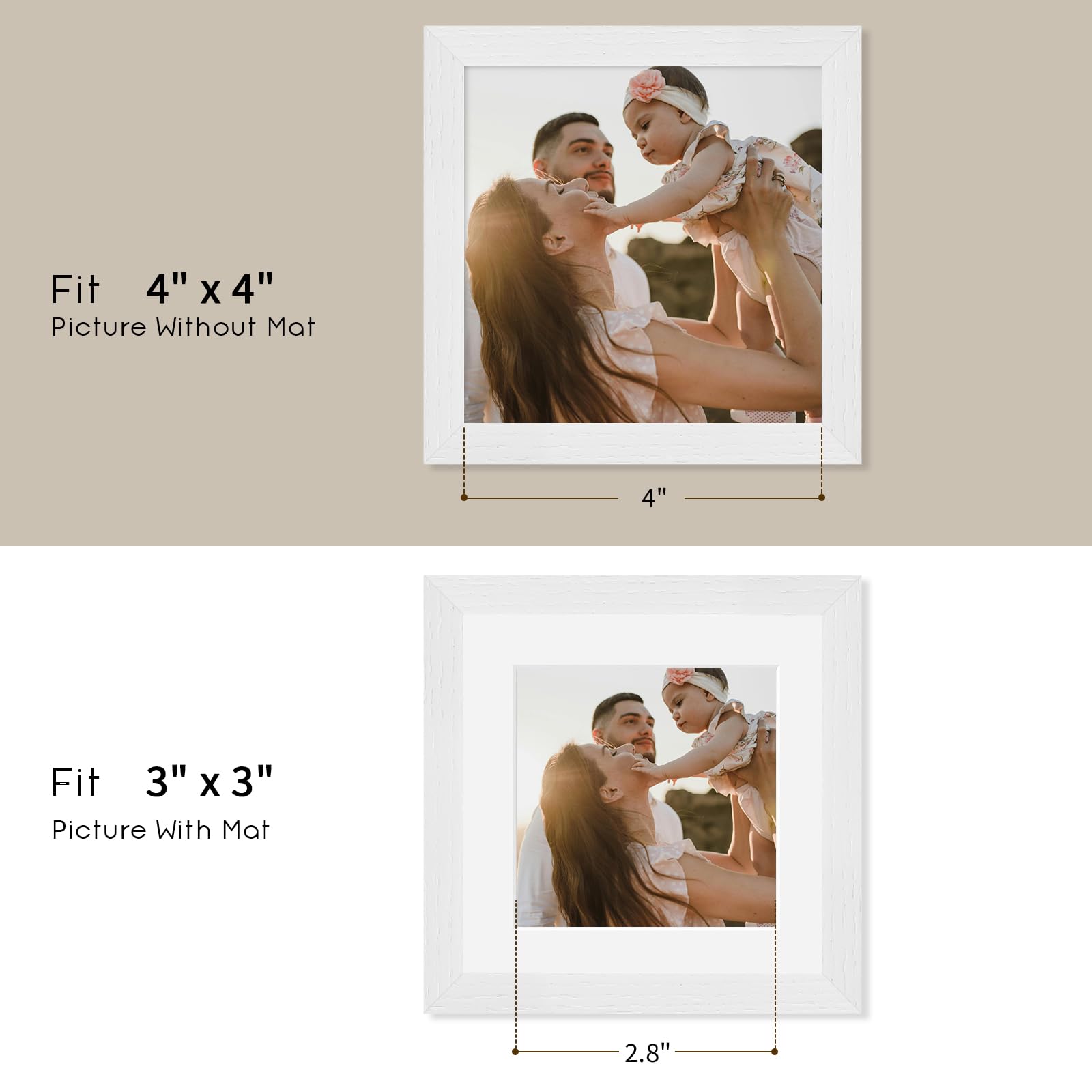 Amazon.com - puthiac 4x4 Solid Oak Wood Picture Frame, Fits 3x3