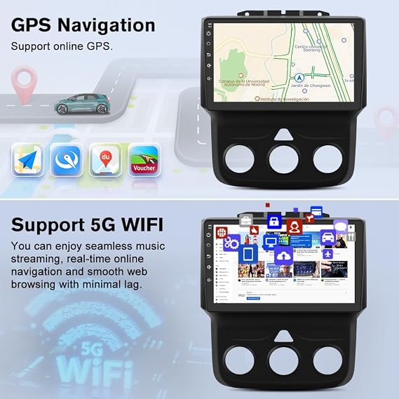 Junsun 8 Core Car Radio Stereo for Dodge RAM 1500 2500 3500 2013 2014 2015 2016 2017 2018 with Carplay Android Auto Bluetooth 4+64GB (Only fit Manual AC)