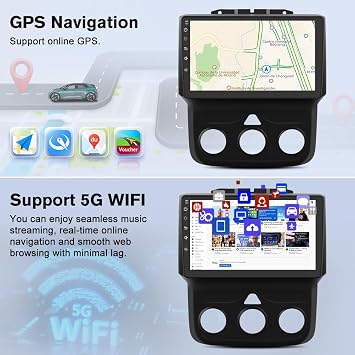 Junsun 8 Core Car Radio Stereo for Dodge RAM 1500 2500 3500 2013 2014 2015 2016 2017 2018 with Carplay Android Auto Bluetooth 4+64GB (Only fit Manual AC)