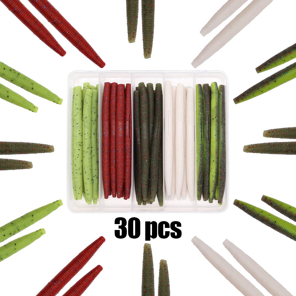 'Wacky-Worms-Bass-Fishing-Lure-Kit-Wacky-Rig-Worms-Soft-Plastic-Stick-Baits3 4'' 5'' 6 inch'