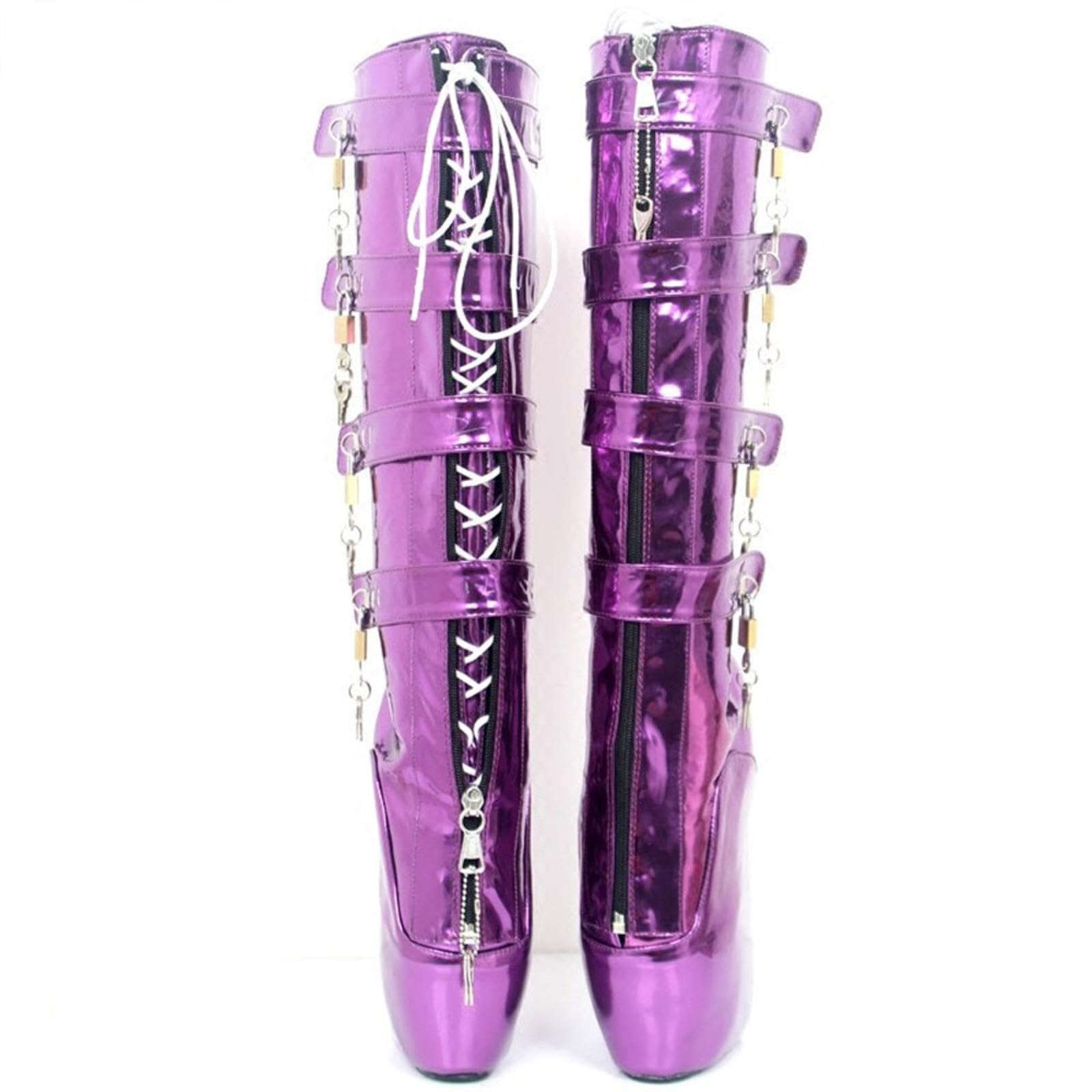 Tacchi Donna Tacchi Alti 18cm Stivali con Tacco Super Alto più Dimensioni Prestazioni di Scena,Purple-45