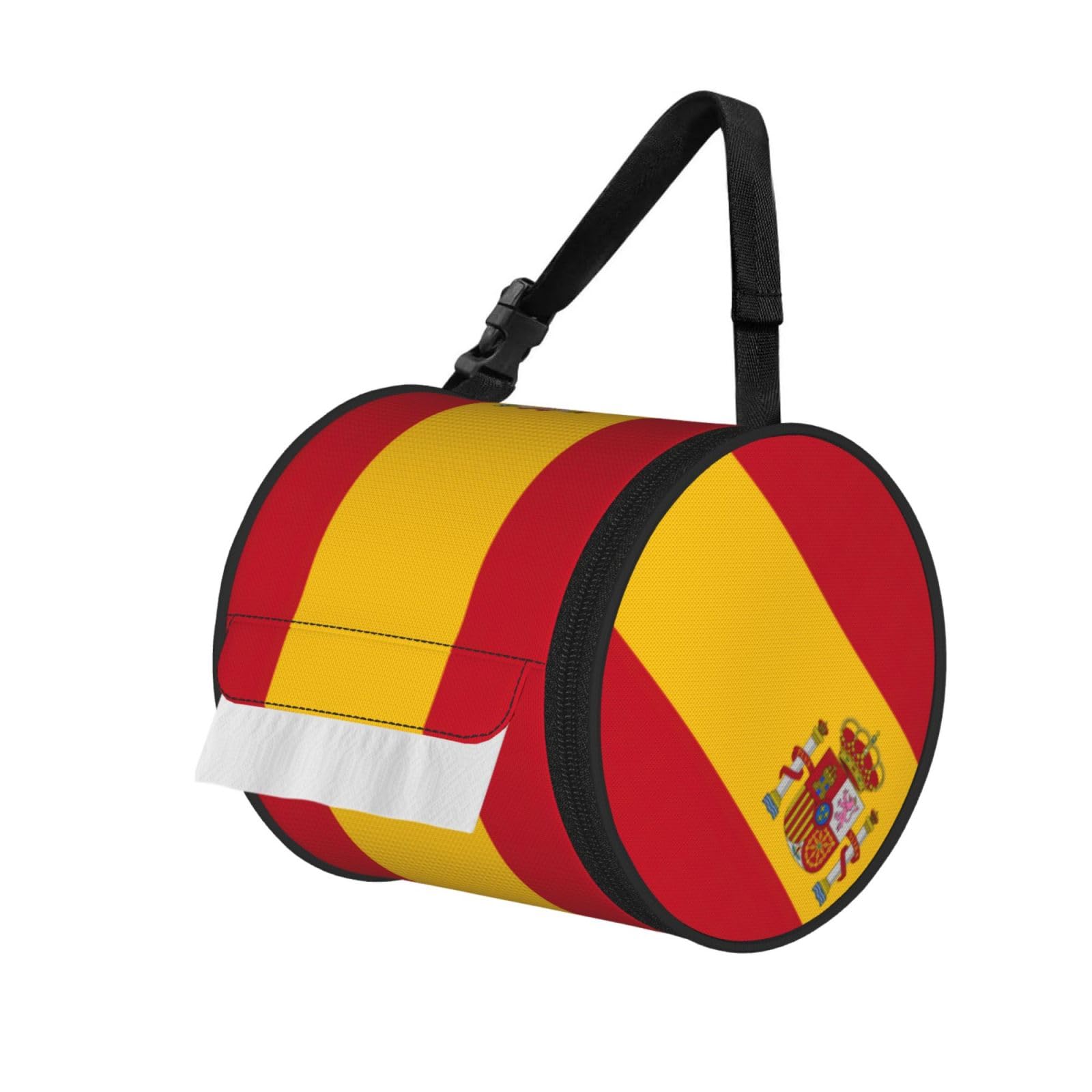 Spanish Flag Print Fashion Tissues Organizer Box, Hanging Tissue Holder For Purse Coins For Car Office Daily Outing