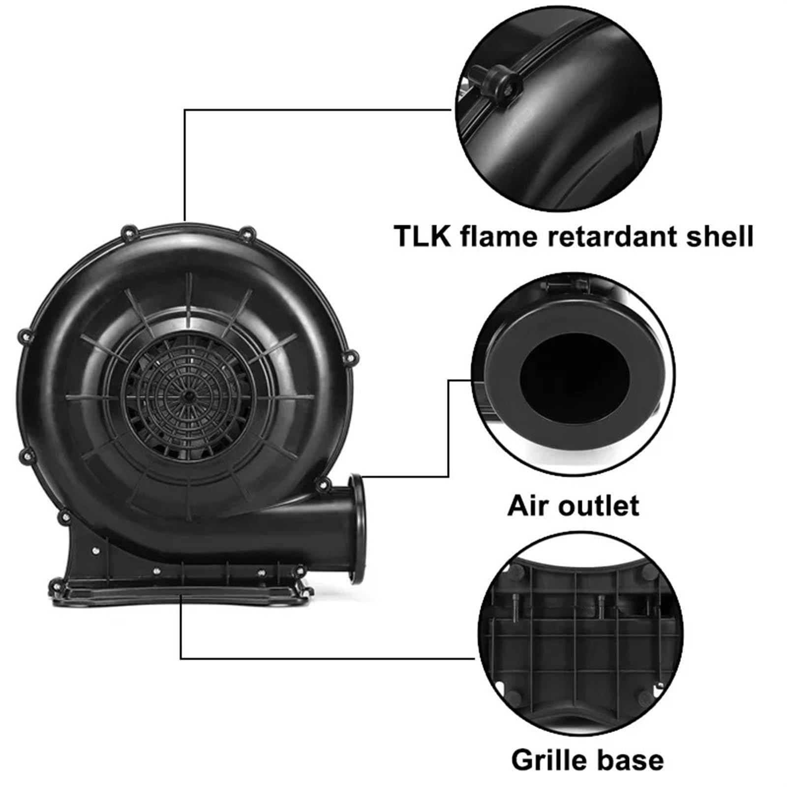 Ventilateur centrifuge sans balais 750 W for château gonflable, barbecue