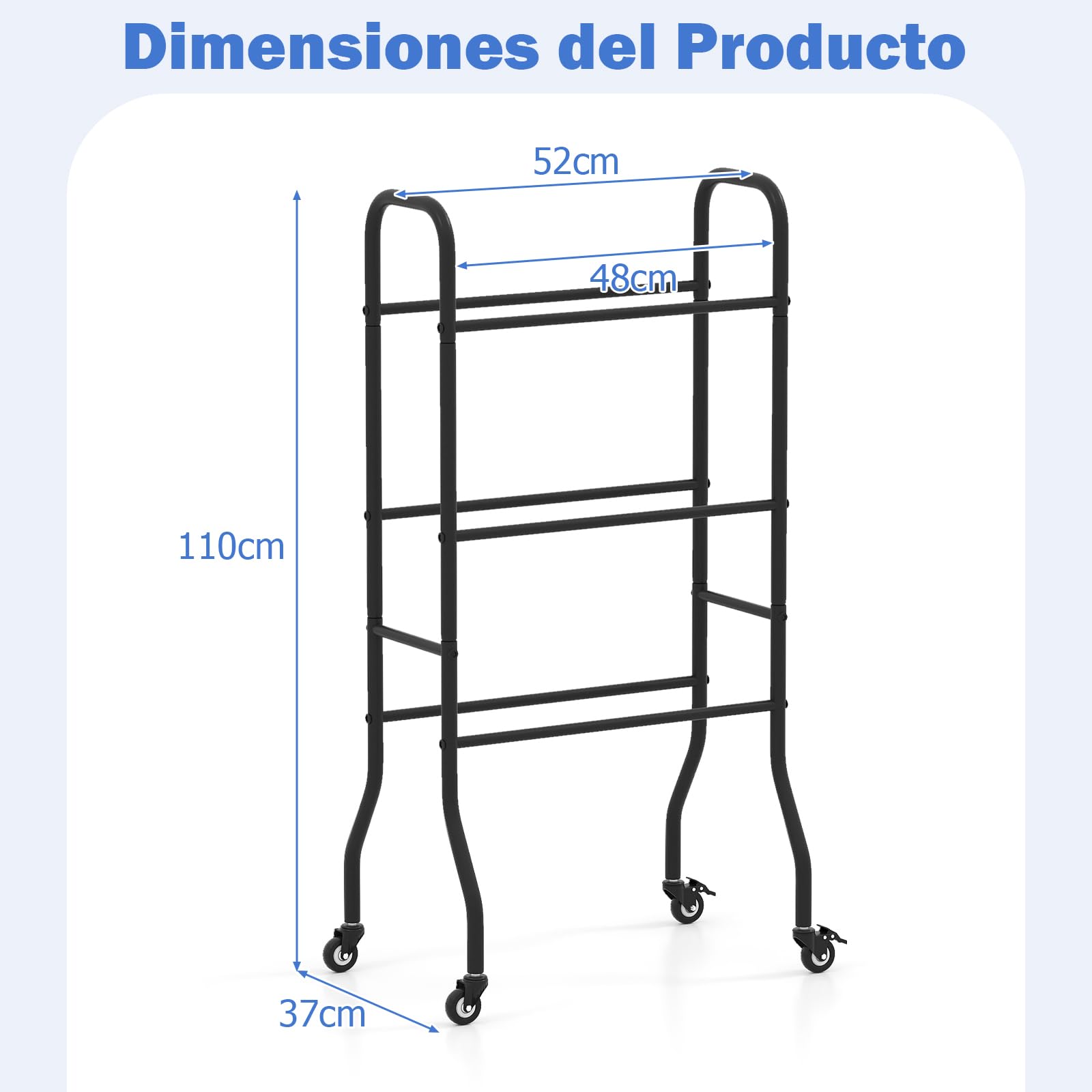 GOPLUS Estantería para Balones con Ruedas Bloqueables, Carro 3 Niveles, Almacenamiento para Baloncesto
