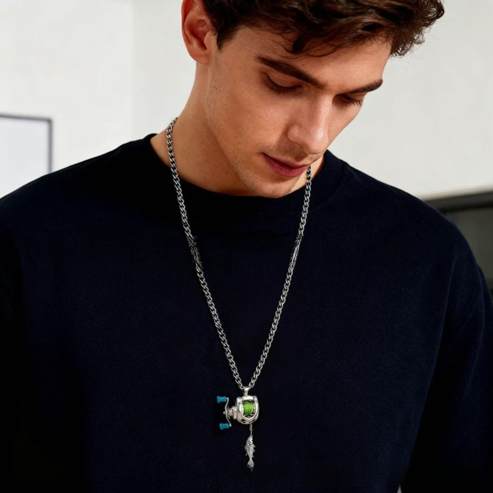 Ensemble de bijoux en alliage avec chaîne de 60 cm, breloque légère réglable pour pêcheurs à la ligne