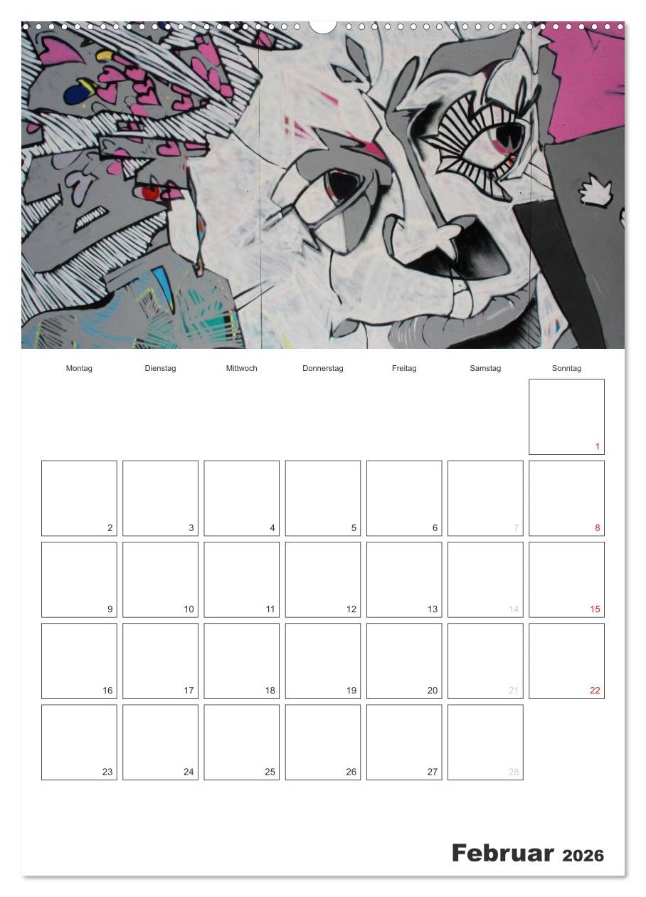 GRAFFITI 2026 / Planer (hochwertiger Premium Wandkalender 2026 DIN A2 hoch), Kunstdruck in Hochglanz