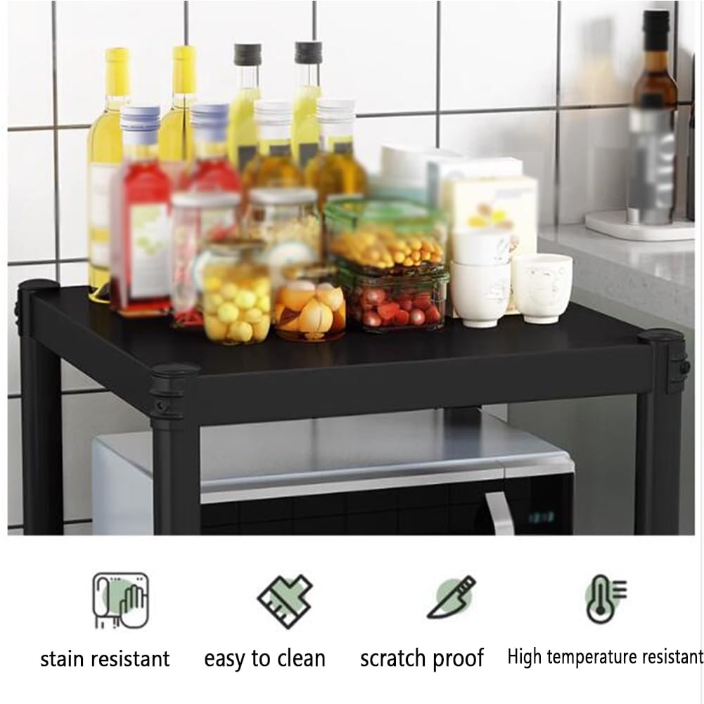 Küchenregal vom Boden bis zur Decke, multifunktionales Topfregal, Küchen-Bäckerregal, freistehendes Bäckerregal, industrielles Metall-Ständerregal für Mikrowellenherde (Farbe: Schwarz, Größe