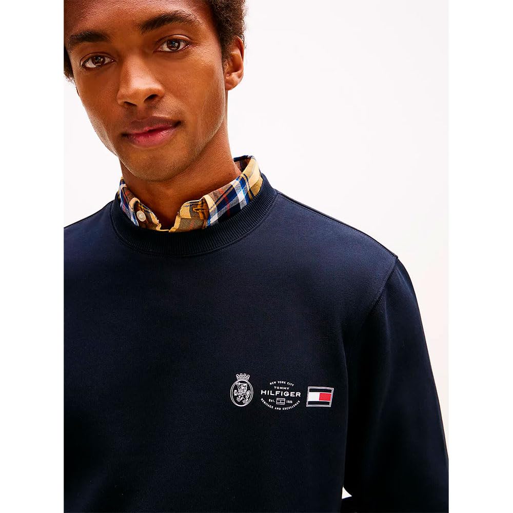 Tommy Hilfiger Sweatshirt Hombre Small Crest Outline con Cuello Redondo