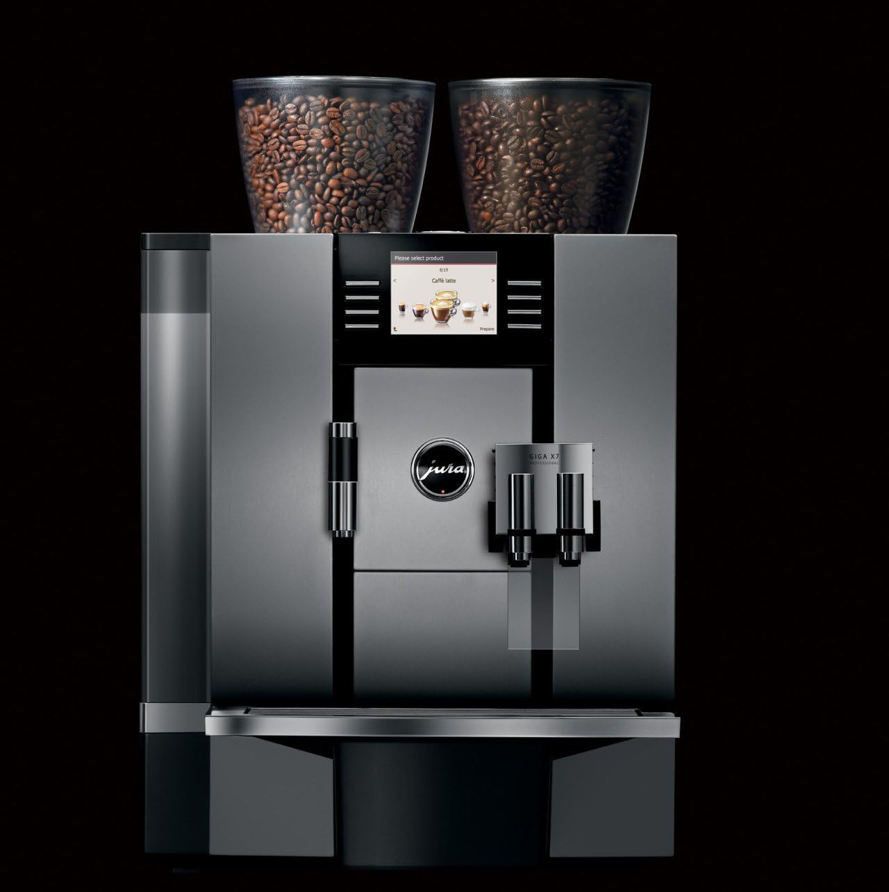 Jura Giga X7 Professional display showing 'Caffè latte' selection