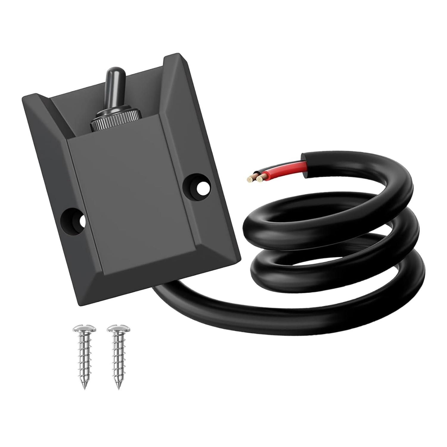 Heavy Duty Waterproof Toggle Switch 12V 30A, SPST ON/Off 2 Pin with Pre-Wired Leads, for Automotive, Marine, RV & Boat Electrical Applications
