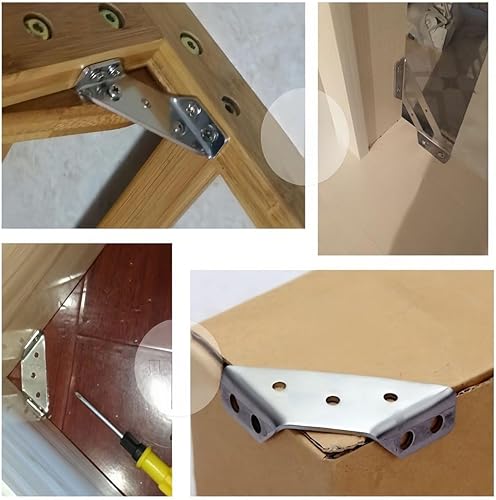 Miniatura 2 de Conector universal de esquina de muebles de acero inoxidable, soporte de esquina triangular multifunción de metal resistente para marco de madera,