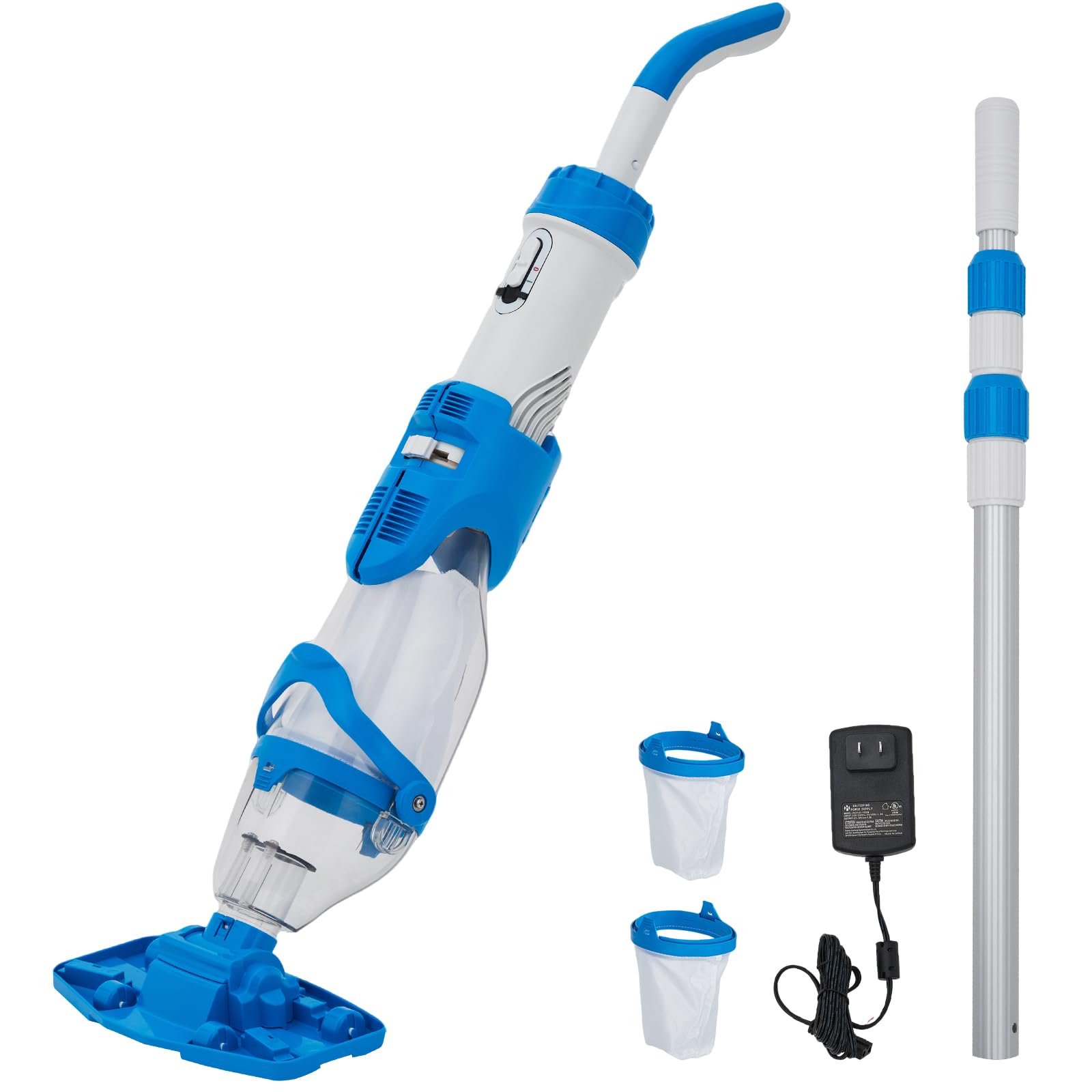 Handheld Pool Vacuum with Telescopic Pole, Updated Swimming Cordless Rechargeable Pool Cleaner 19.8GPM Powerful Suction for Above Ground/Inground Pools/Spa/Hot Tub, Dual-Filter Cleaning System