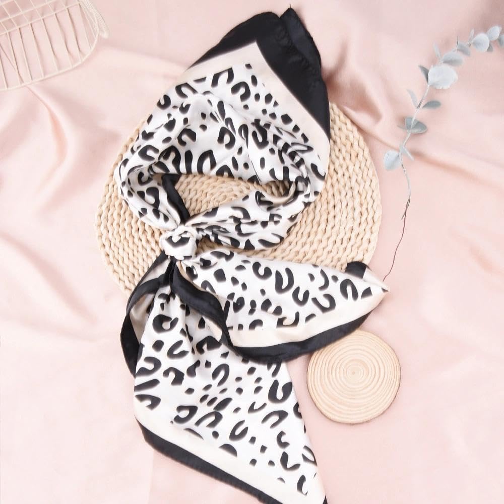 Leopard Head Scarf for Women Girls Silk Head Wrap Hair Scarf for Autumn Hair Accessories - Image 5