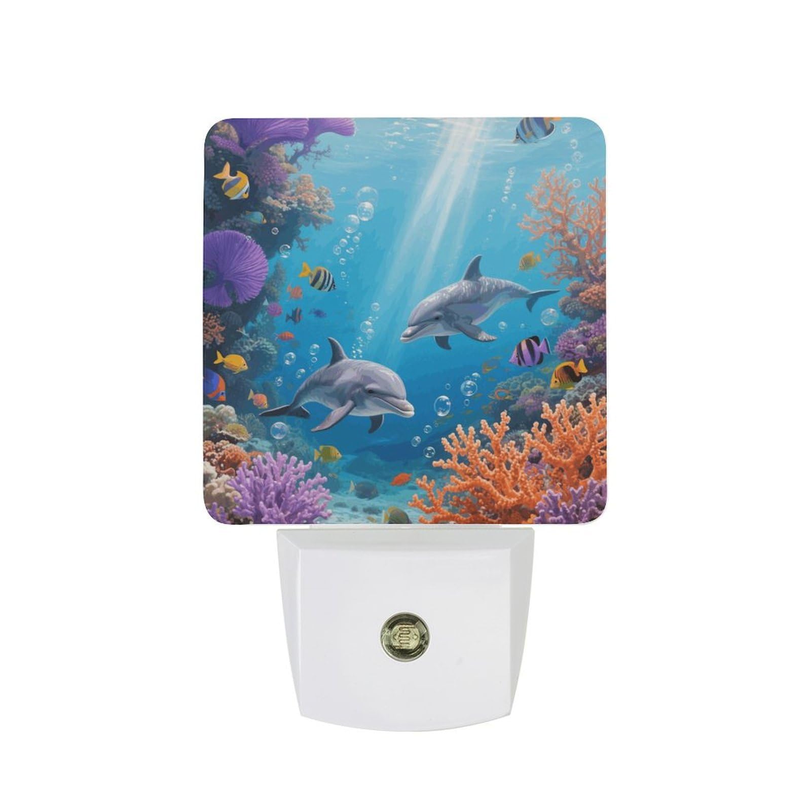 FodPand Night Light Plug Into Wall with Dusk to Dawn Sensor 0.5w Modern LED Dolphin Plug in Night Lamp Warm White Glow Nightlight for Bedroom Hallway Kitchen Bathroom Stairs Corridor