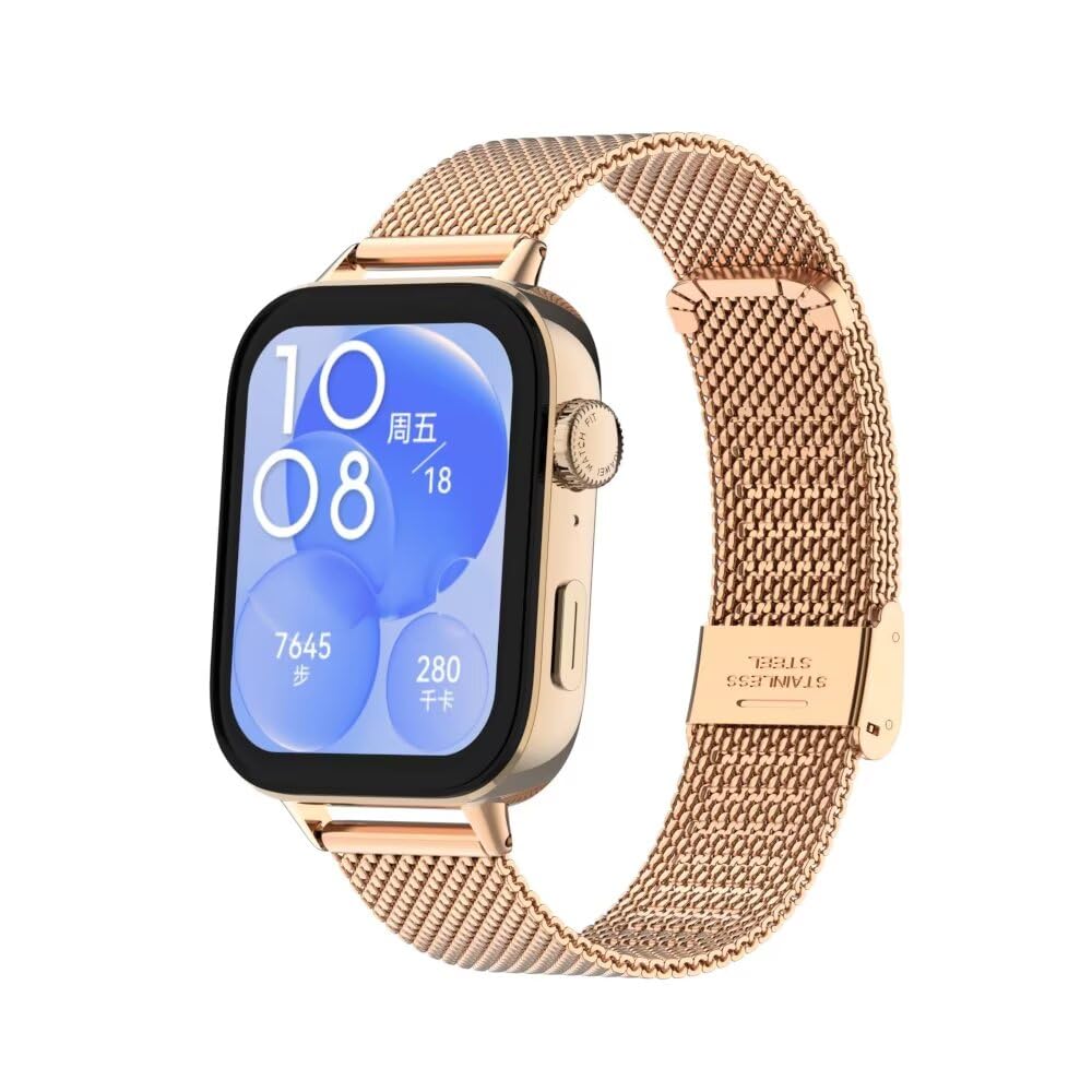 T-BLUER Watchband Compatible with Huawei Watch Fit 3 Strap,Stainless Steel Metal Band Replacement Bracelet for Huawei Watch Fit 3 Woman Man