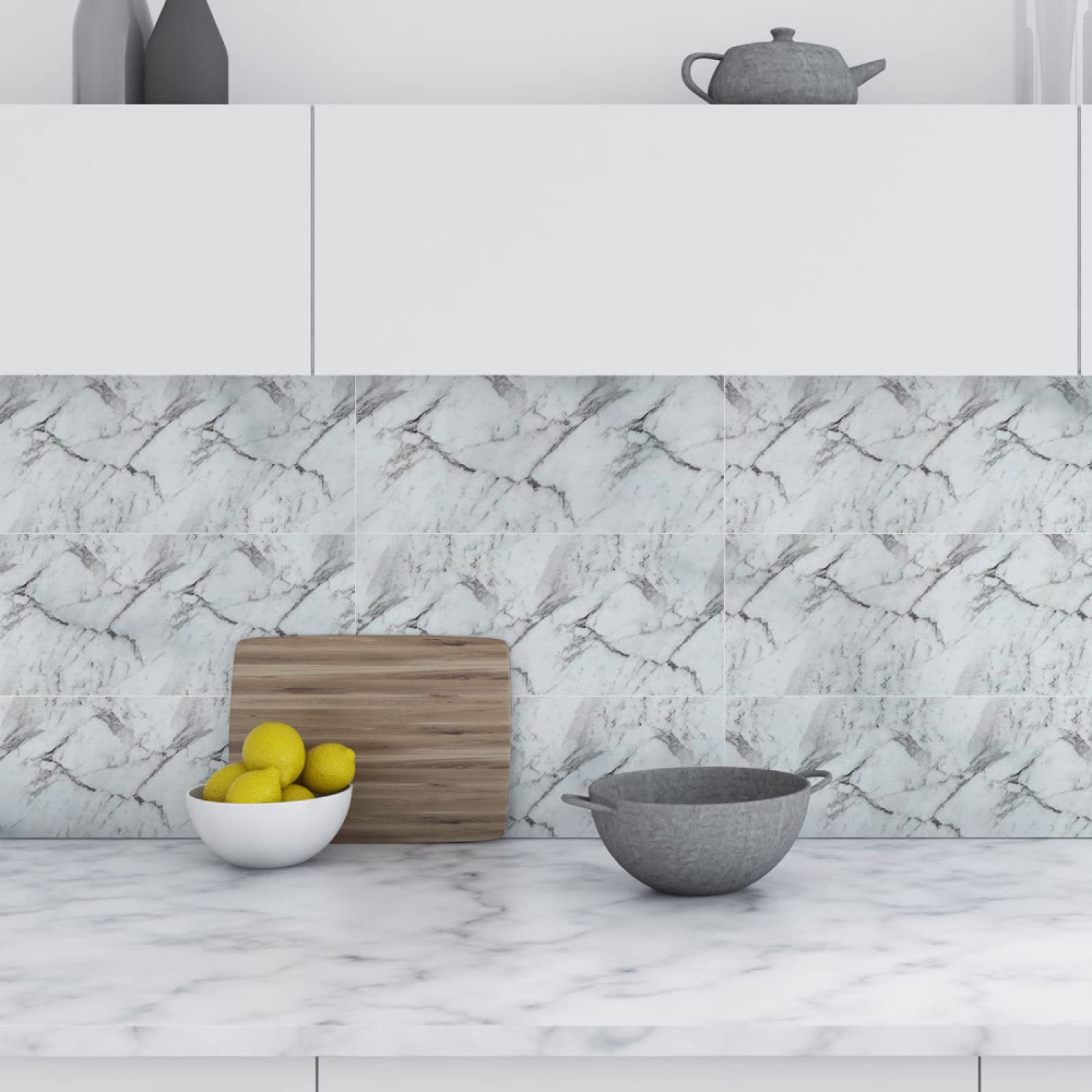 LMYSXAOZ Tile Stickers 30x60cm Grey Marble Bricks Effect Wall Sticker for TV Walls/Sofa Background,Stick on Tiles Backsplash Kitchen Stick Self-Adhesive