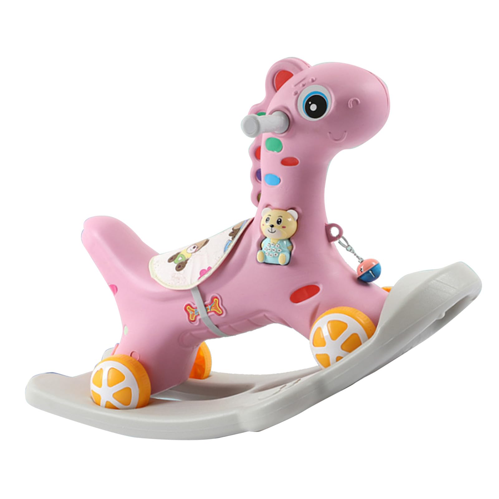 Caballo Balancín para Niños Mayores de 3 Años Lindo Paseo en Caballo Balancín con Respaldo Desmontable para Jugar en Interiores Diseño Seguro y Resistente (Rosa)