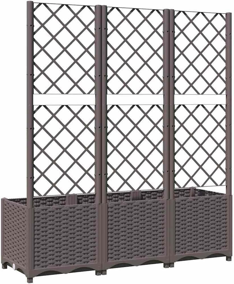 47.2 x 15.7 x 53.5 in Brown Polypropylene Raised Garden Bed with Built-in Trellis, Large Outdoor Planter Box for Balcony Patio, UV-Resistant Planter for Flowers & Climbing Plants