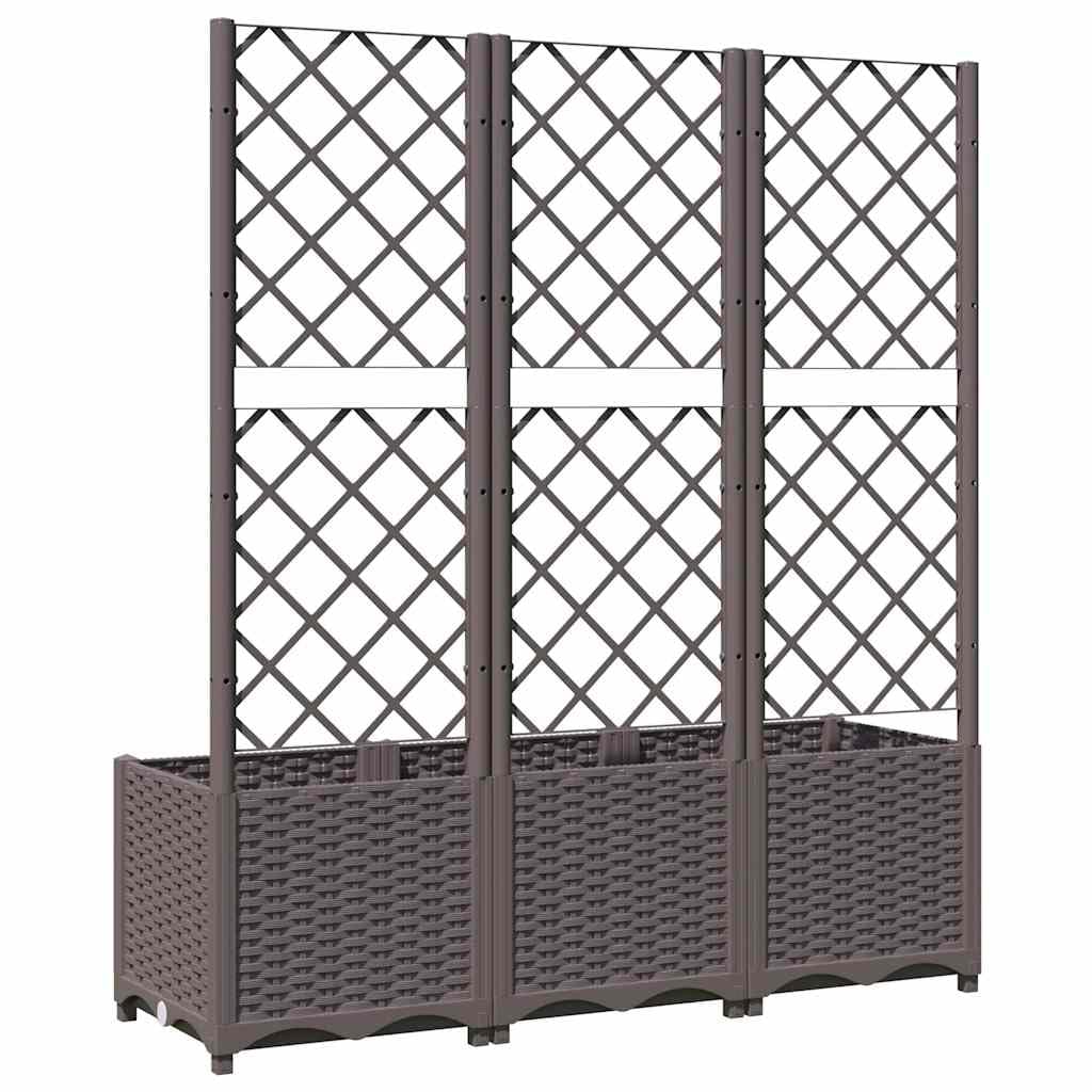 vidaXL Fioriera da giardino con traliccio marrone 120x40x136 cm PP