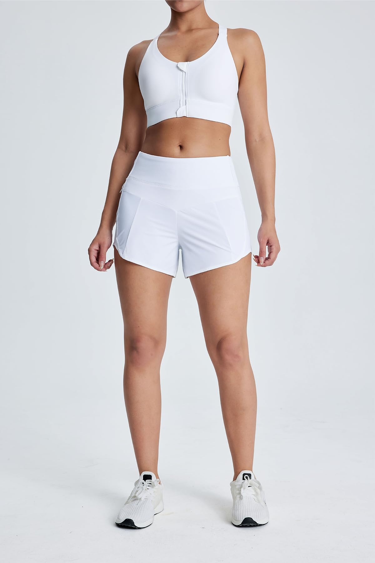 Tough Mode Sport-Shorts für Damen, Fitness-Shorts, elastisch, Laufen, Sport, Workout, Yoga, ultraweiche Shorts mit Reißverschlusstasche