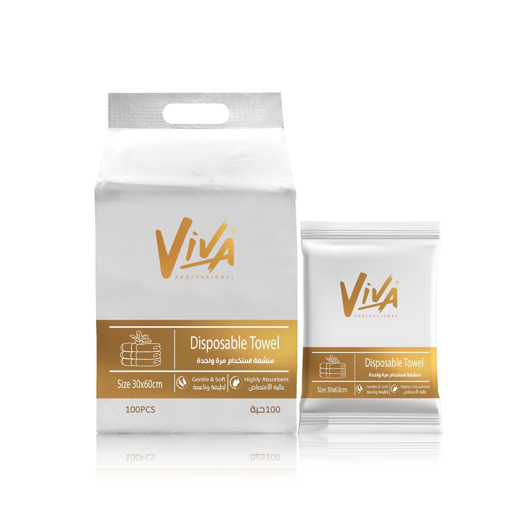 Viva Professional Salon Spa Disposable Towel Non-woven Cotton Towels, 30cm x 60cm, Pack of 100, For Salons Spas, Gyms and More, Multipurpose Use