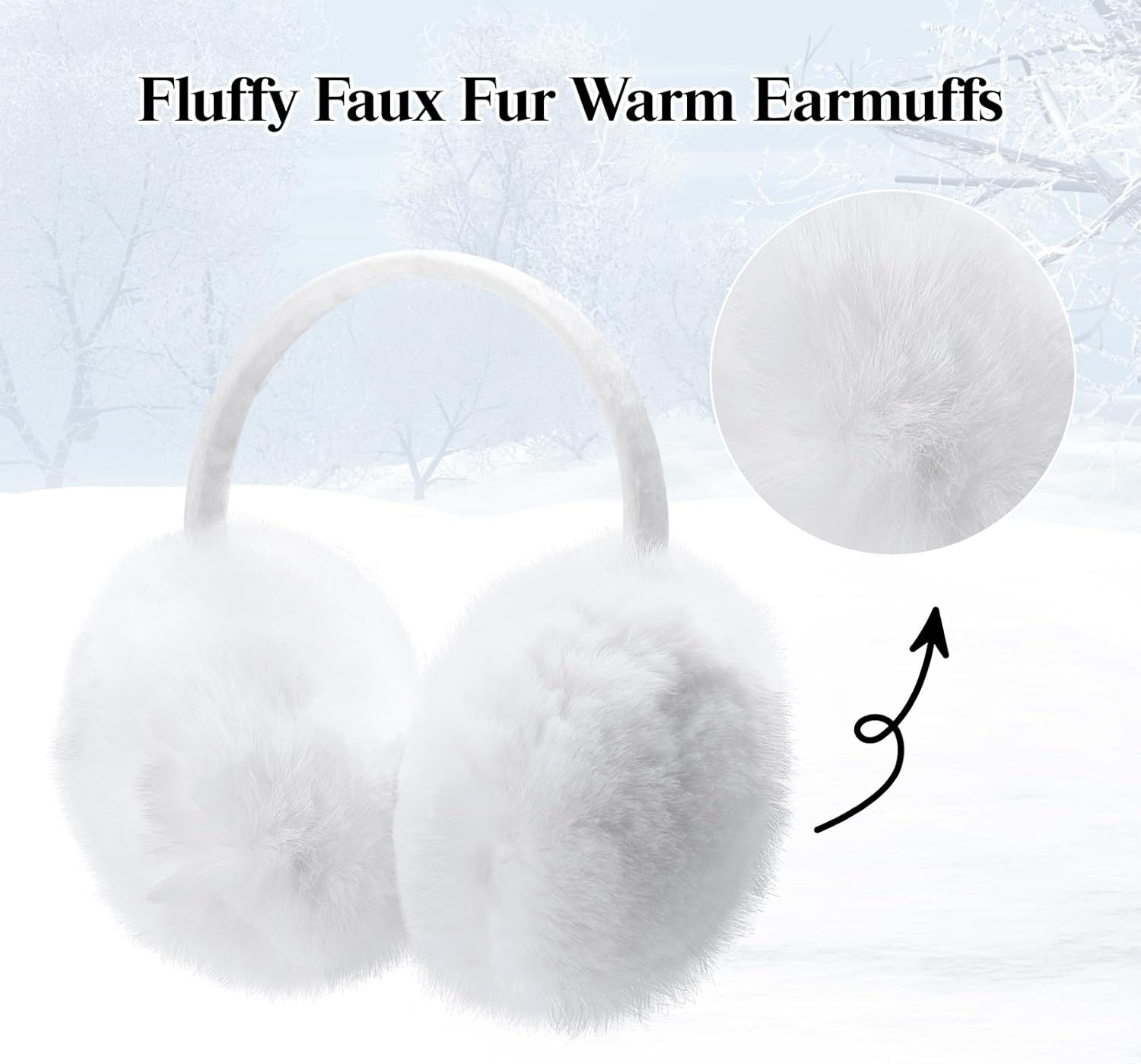 Ewaycom Women Winter Earmuffs Girls Faux Fur Fluffy Soft Ear Warmer Outdoor Plush Warm Ear Covers - Image 2