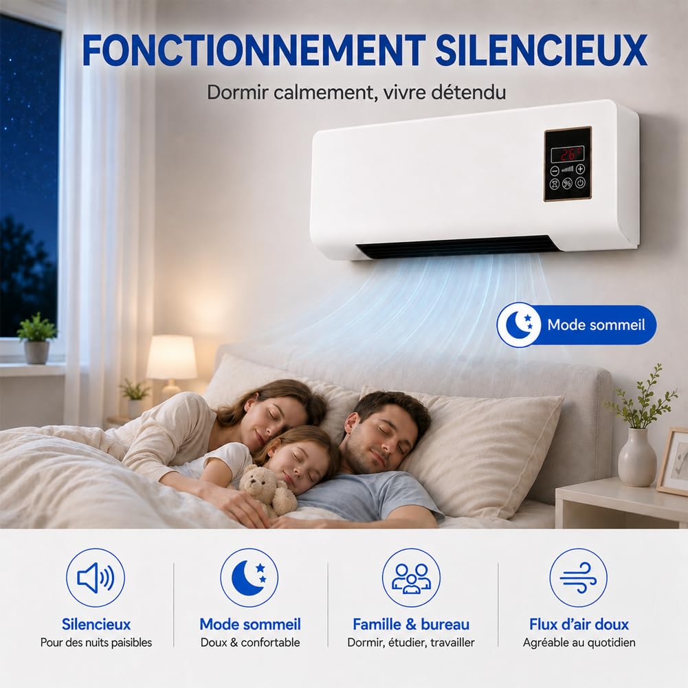 Epicooler Climatiseur - élément de Design Pour Circulation d'air, Climatiseur Mural Sans évacuation Avec Télécommande, Compagnon 4 Saisons, Fixation Simple, Gain de Place (1pcs)