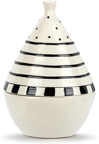 Miniatura 4 de DEMDACO Heartful Home by Tracy Pesche Collection Heartful Gnomo Sombrero de rayas negras de 5 x 7 pulgadas, recipiente de cerámica para mesa de