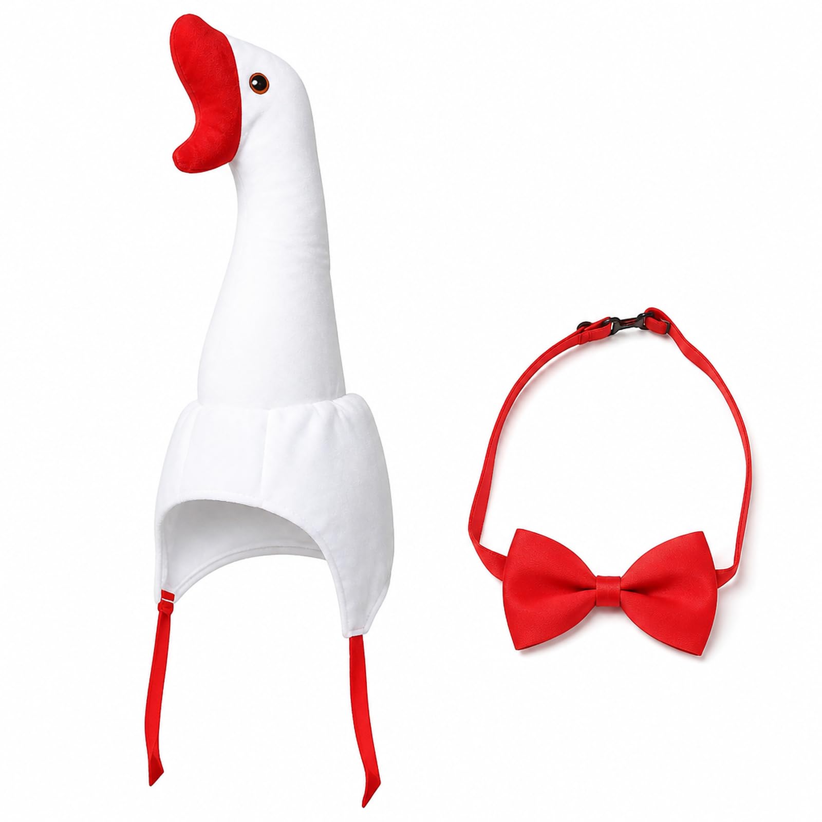 Buuraqq 2PCS Funny Hats, Goose Hat, Costume Headpiece with Red Bowtie