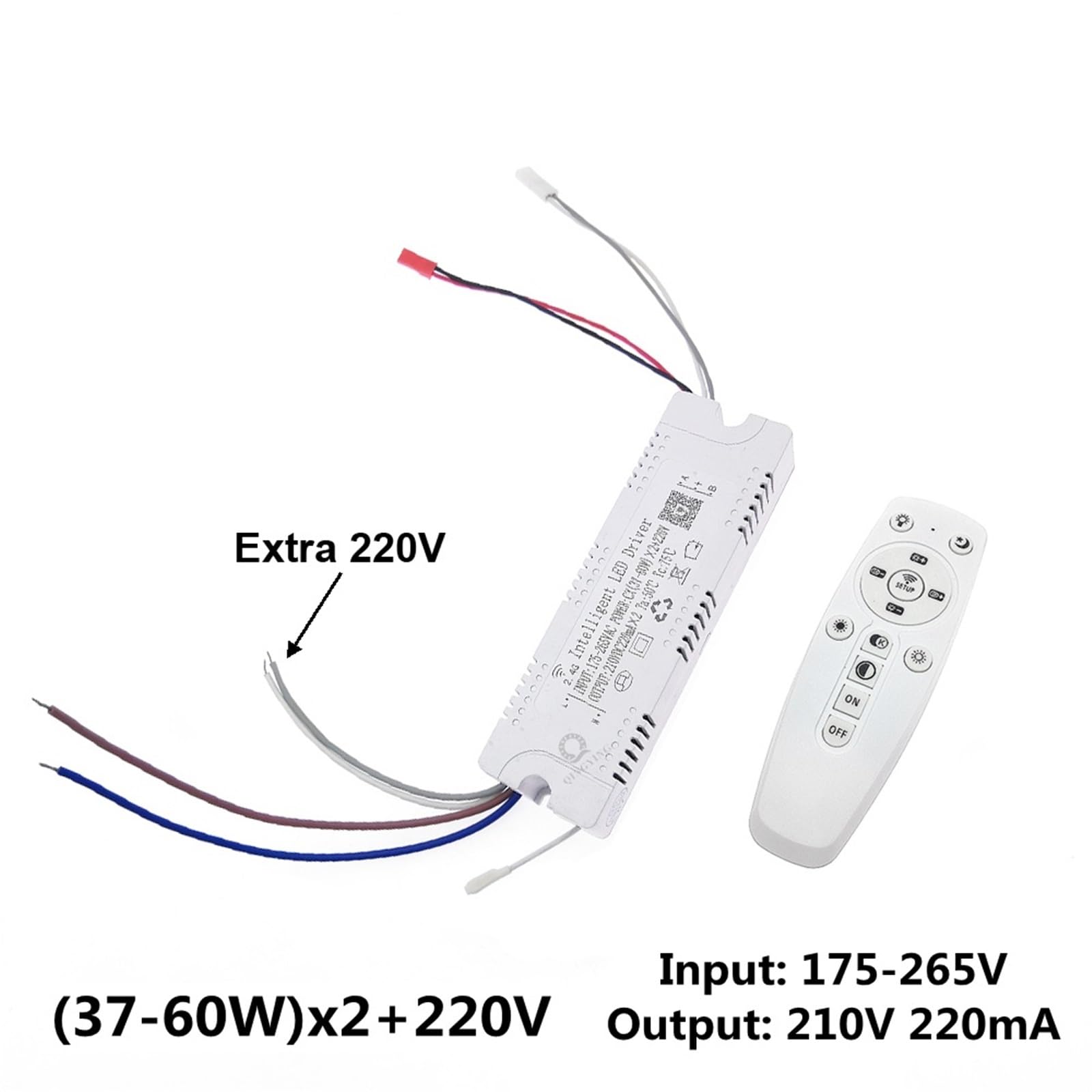 1-5 sztuk 2.4G Inteligentny kontroler LED 37-60Wx2 + 220V ze zdalną aplikacją i kontrolą ściemniania kolor zmienna lampa (1PCS-WITH EXTRA 220V)