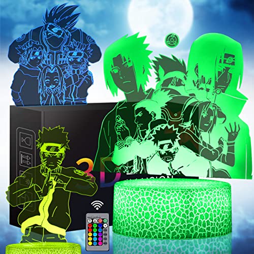3D Anime Geschenk Nachtlicht, Cooles Spielzeug mit 3 Paneelen, 16 Farben...