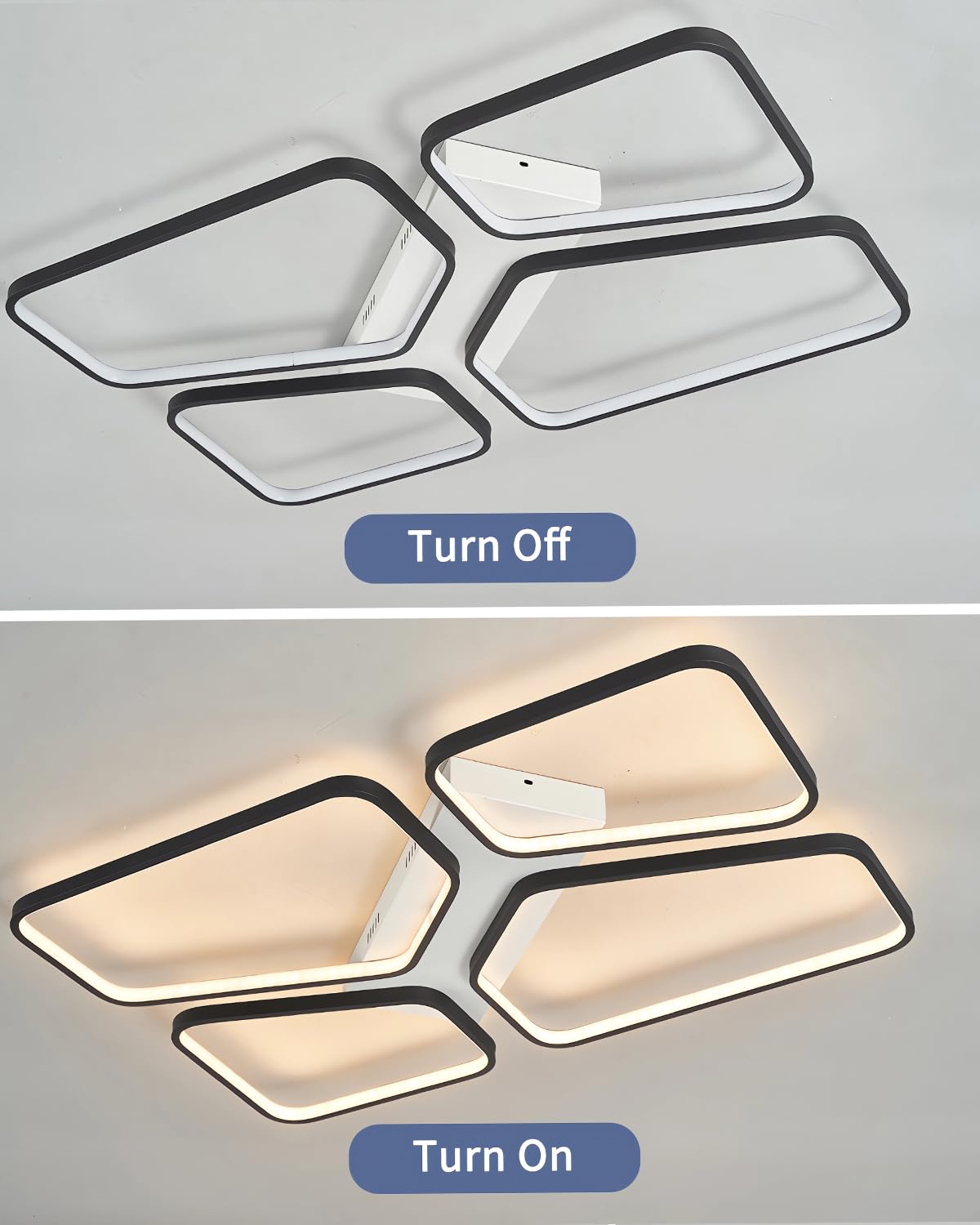 Plafón LED Negro Lámpara De Salón Plafón LED Lámpara De Techo Regulable Con Mando A Distancia Plafón LED De Diseño Moderno Se Puede Utilizar En Salón,Dormitorio,Comedor,Sala De Estudio (72CM)