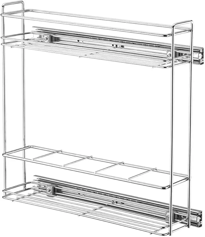 Porta Tempero Aramado Deslizante para Armário Cozinha 44,5x12x37,5cm Aço Cromado