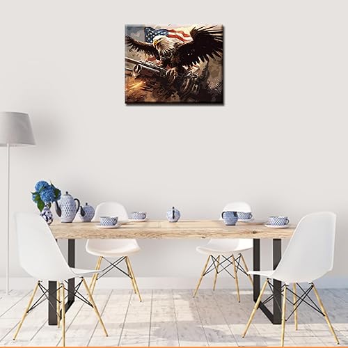 Miniatura 2 de Tucocoo Fire Eagle - Pintura por números para adultos, máquina pesada de pigmentos acrílicos, pistola de pintura con bandera estadounidense, pintura
