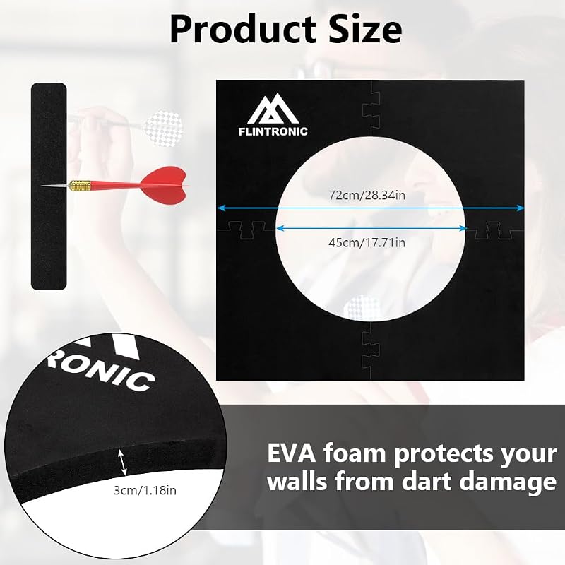 flintronic EVA darts tábla védő keret 45 cm-es dartboardhoz, összátmérő 72 cm, könnyű védőgyűrű, hátfalra illesztve