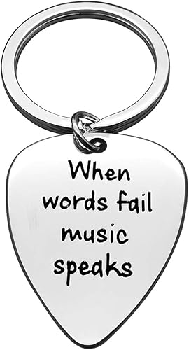 Baipilu Llavero de regalo de música, nota musical, púa de guitarra, regalo para músicos, amantes de la música, cumpleaños, graduación, Navidad