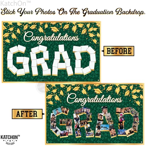 Image of KatchOn, Congratulations Graduation Photo Banner - 72x44 Inch | Personalized Graduation Banner, Graduation Decorations Class of 2026 | Green Graduation Backdrop for 2026 Graduation Decorations 2026
