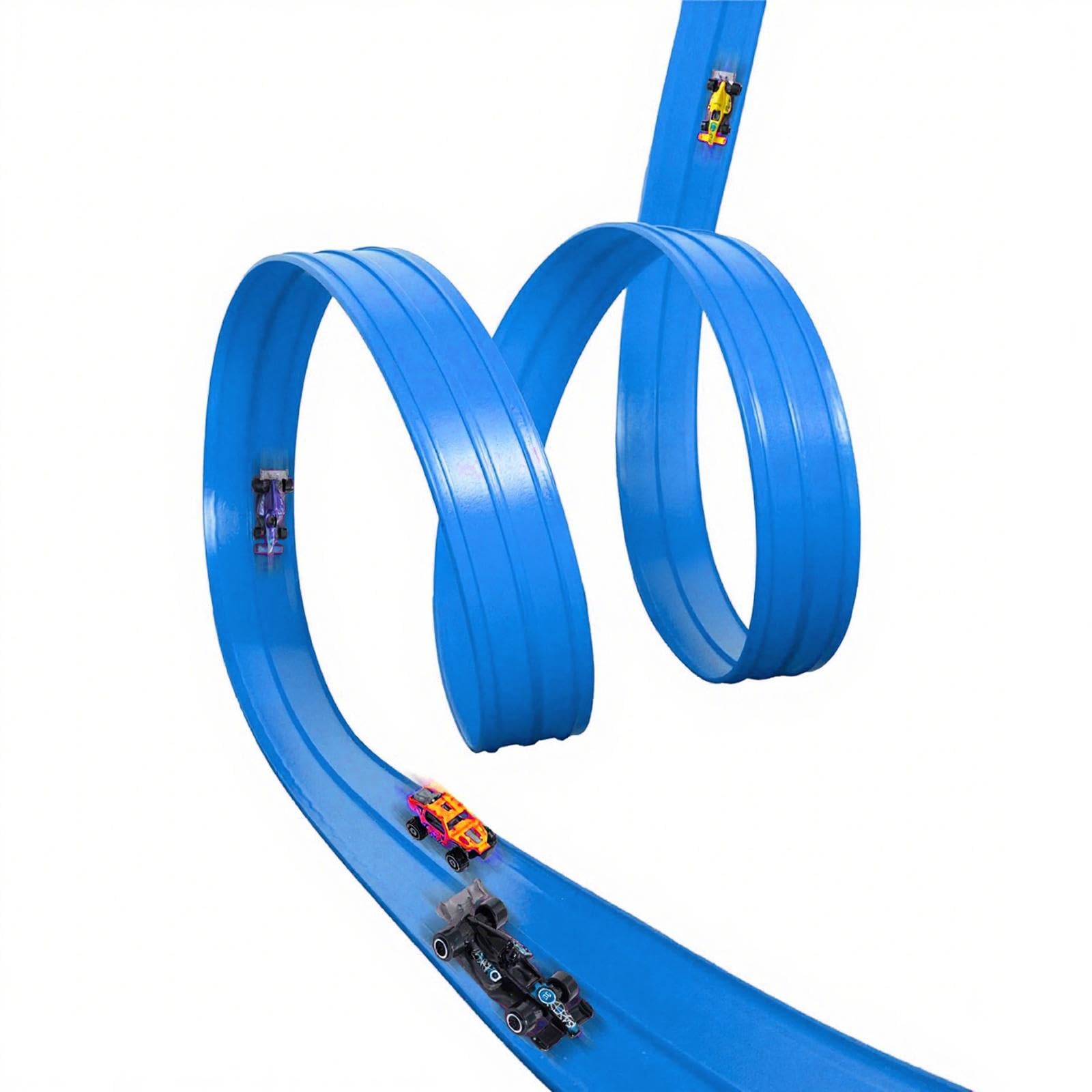 Pista Infantil Flexible, Juguete Multifuncional Y Plegable con Ventosas, para Niños de 3 años en Adelante, 4 M de Largo, Azul