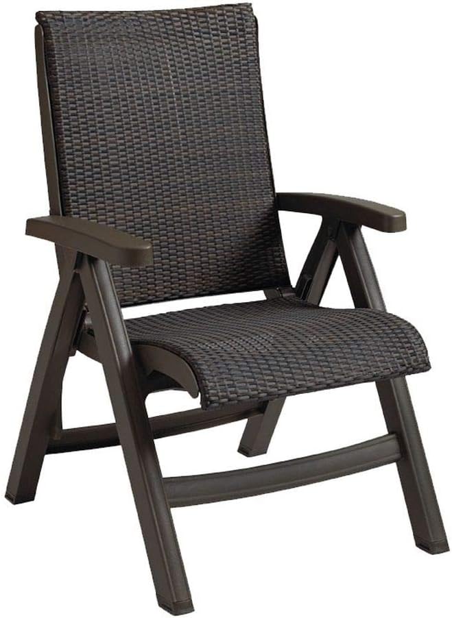Java Folding Chair, Designed for Outdoor Use, All Weather Wicker, Bronze Mist Frame, Power Washable, Uv Resistant, Recyclable, ASTM Rated, Bronze