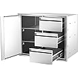 Karpevta Outdoor Kitchen Drawer Combo 28''W x 22''H x 19.5''D, Multi-Layer Design Access Door &Triple Drawers Combo Stainless Steel with Partition Perfect for Outdoor Kitchen BBQ Island