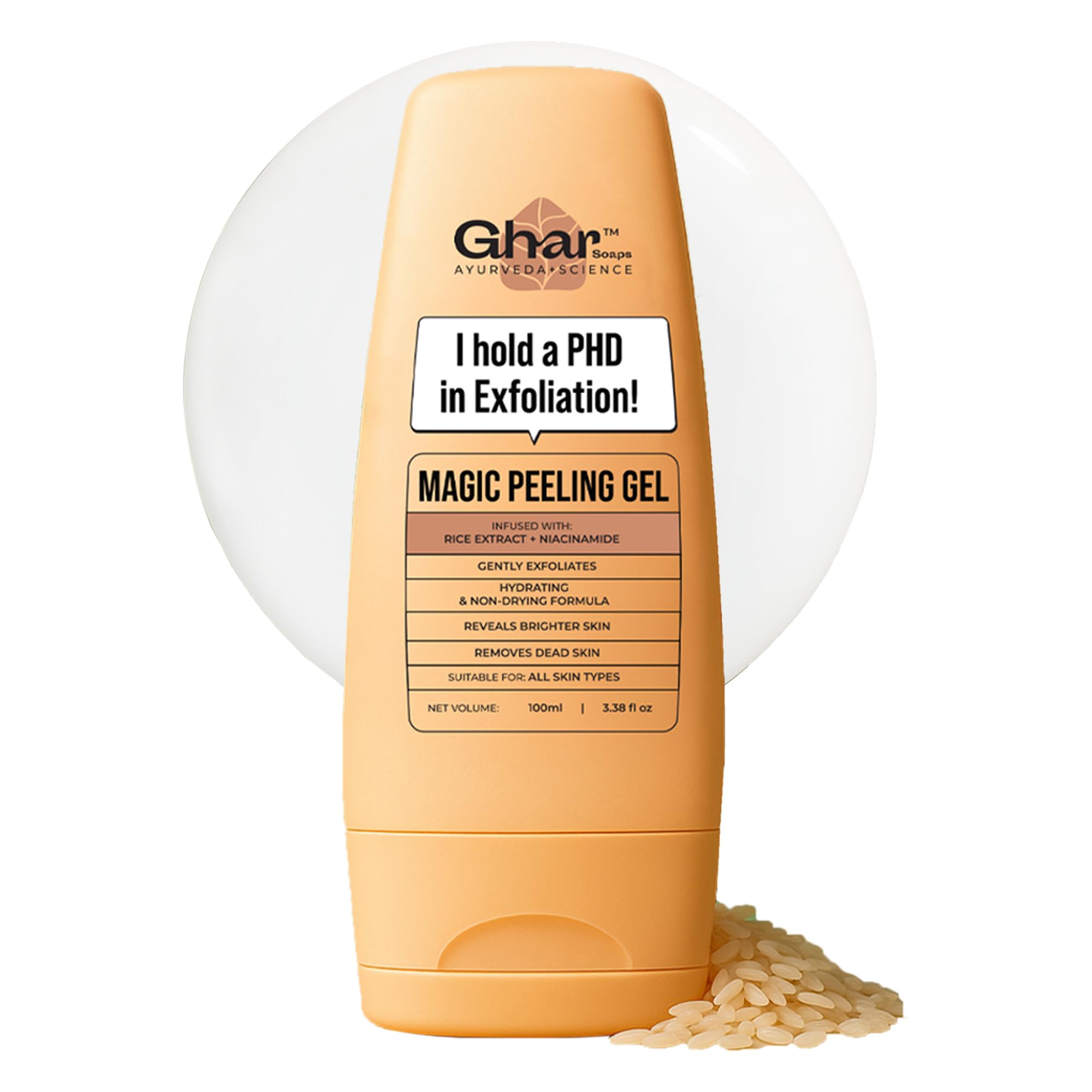 Ghar Soaps Magic Brightening Peeling Gel – Natural Dead Skin Remover, Brightening & Moisture-Restoring Exfoliating Gel for All Genders and Sensitive Skin