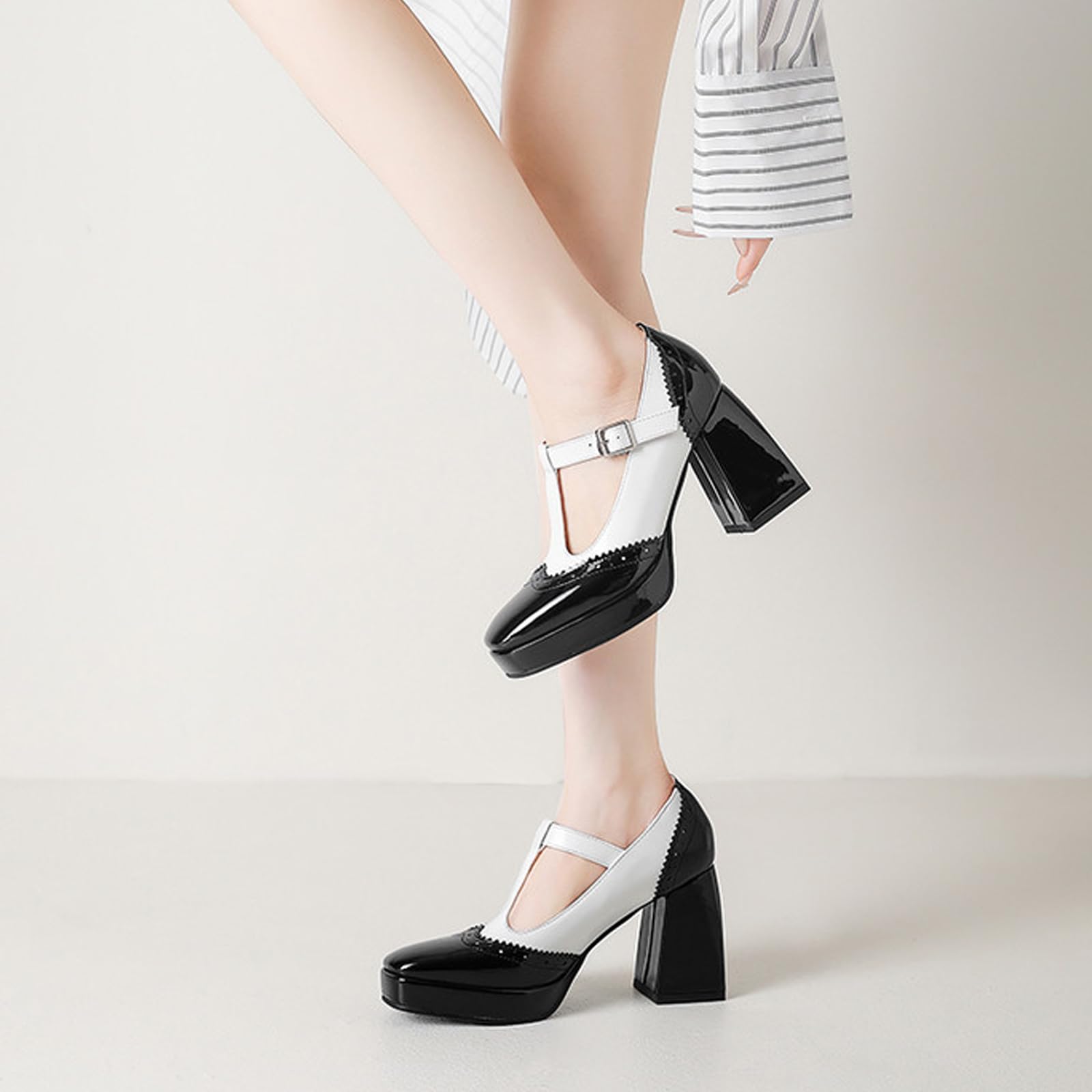 Décolleté Mary Jane Dettagli A Contrasto Donna Feste Nightclub Scarpe
