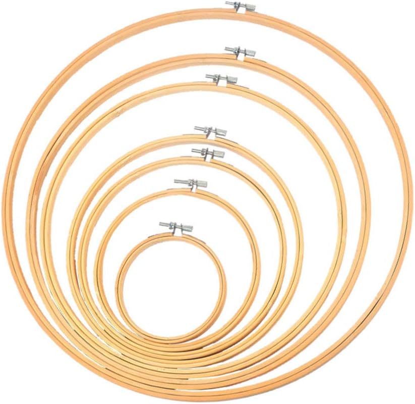6 Pcs Mini Ring Embroidery Hoop DIY Wooden Cross Stitch Hoop Circle Sewing Kit Frame Craft for Art Craft Handy Sewing