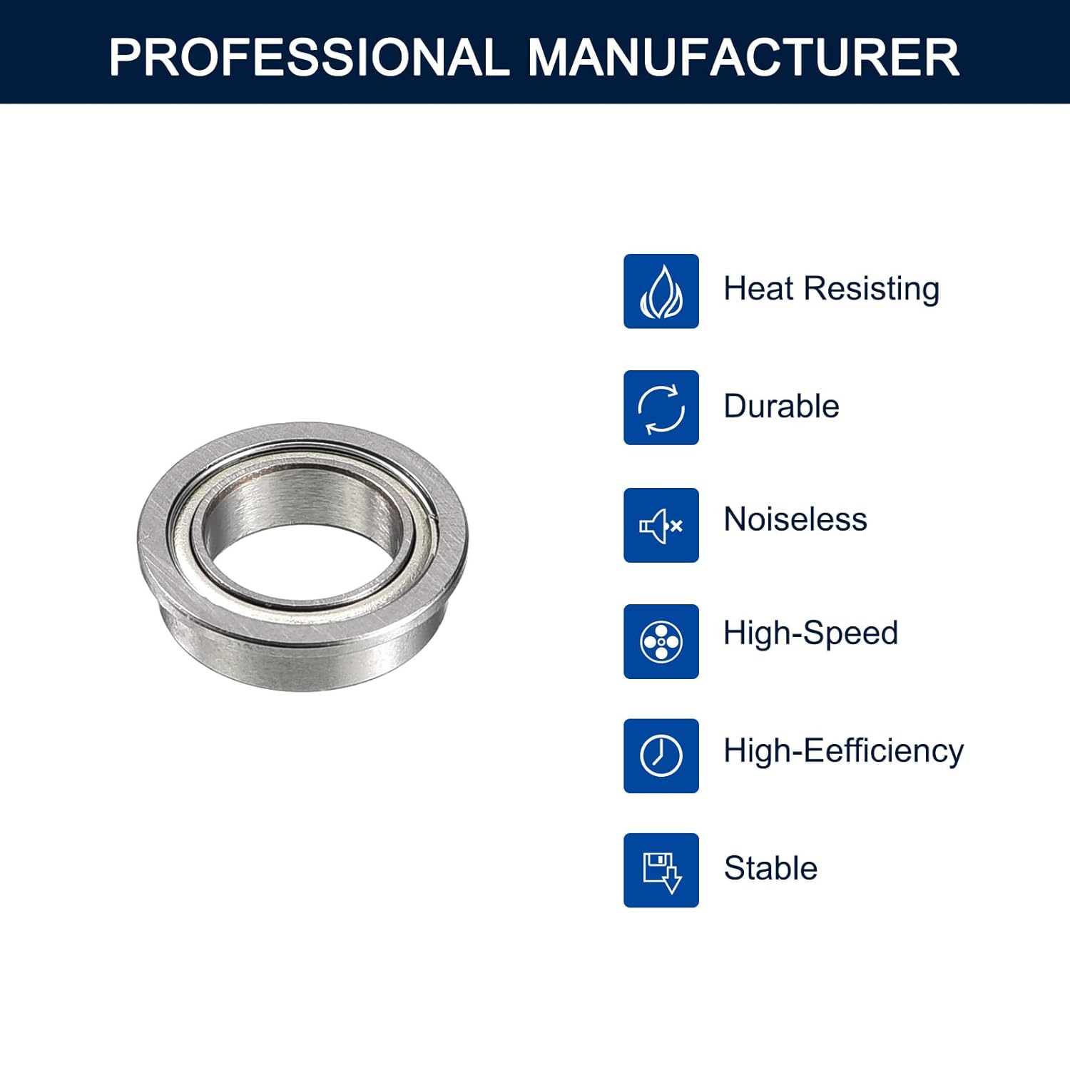 MF85ZZ Flanged Ball Bearing, ID 5mm x OD 8mm x Width 2.5mm Miniature Bearings, Double Metal Shielded Deep Groove Bearings, Pre-Lubricated (GCr15) Chrome Steel 10pcs