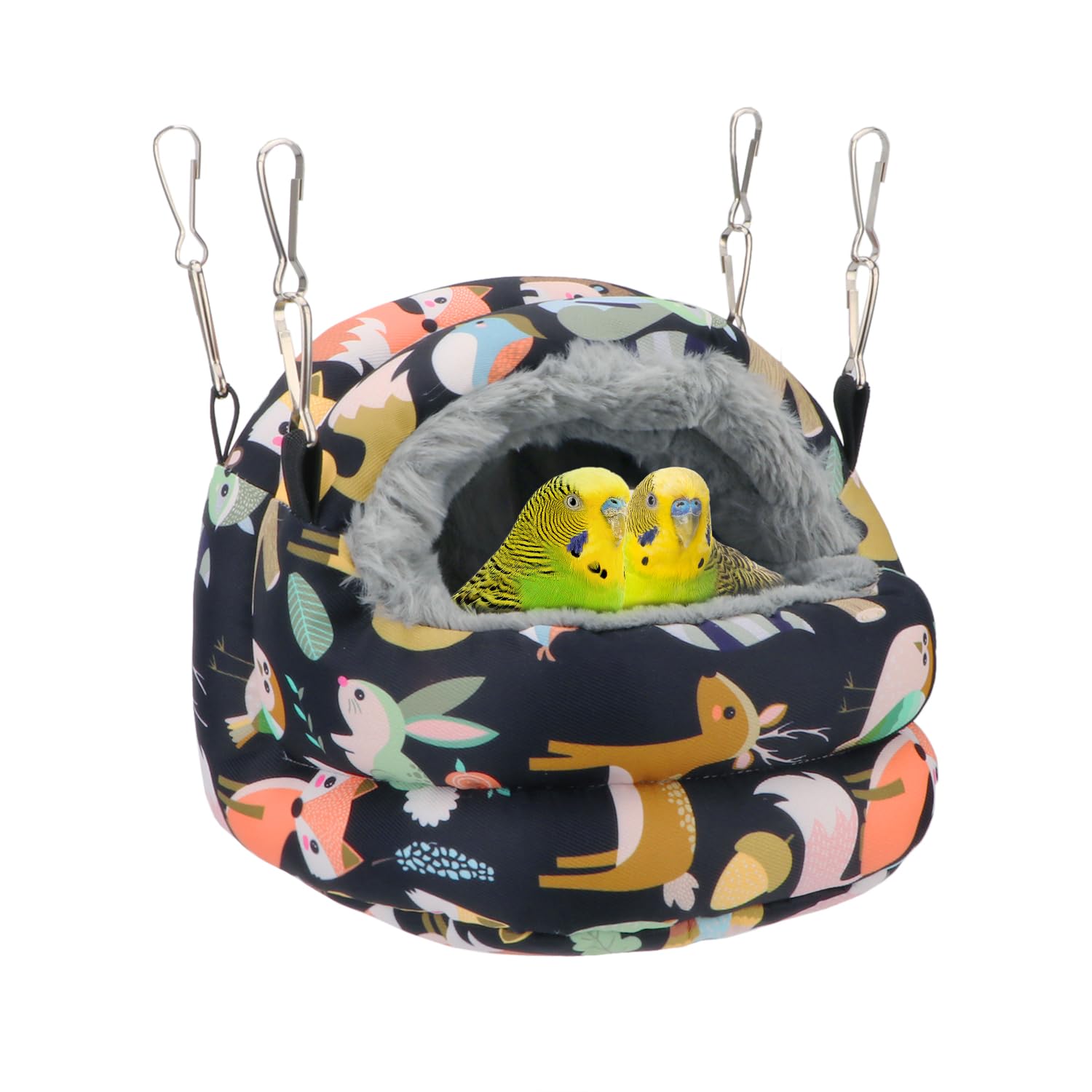 Bird Nest House Winter Warm Bird Bed Hanging Hammock Snuggle Hut for Parakeets Budgies Cockatiels Conures Quaker Parrot (Small, Black)
