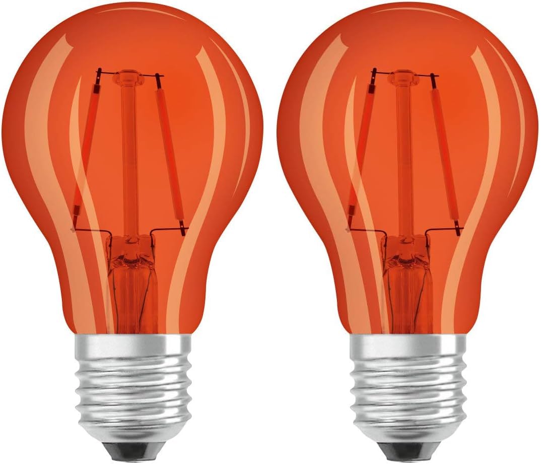Osram Dekorative LED Lampe Décor mit E27 Sockel, Orange, 1500 K, 2,50 W, Ersatz für 15-W-Glühbirne, klar, LED STAR DECO CLASSIC A (Packung mit 2)
