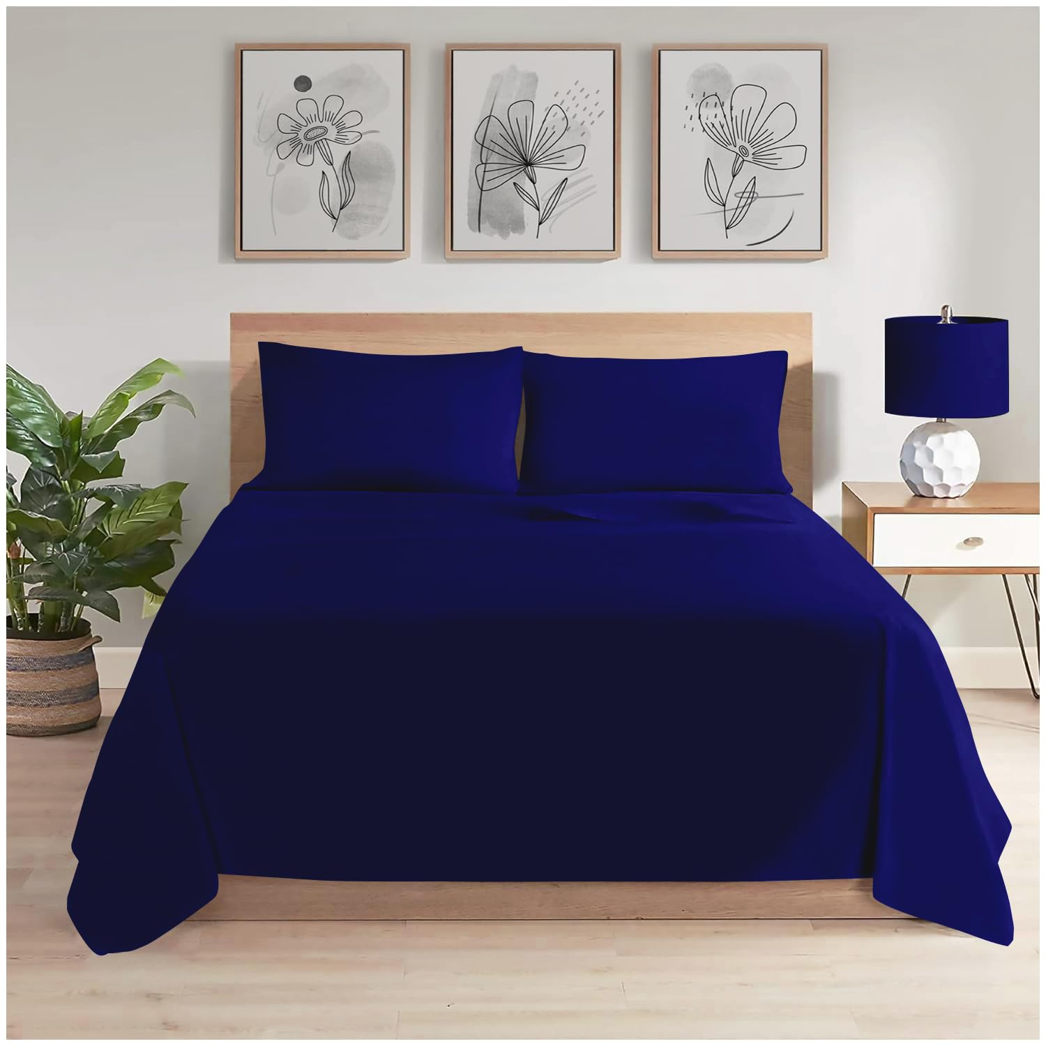 Gc Gaveno Cavailia Royal Blue Polycotton Flat Sheet, Single (175X240cm)