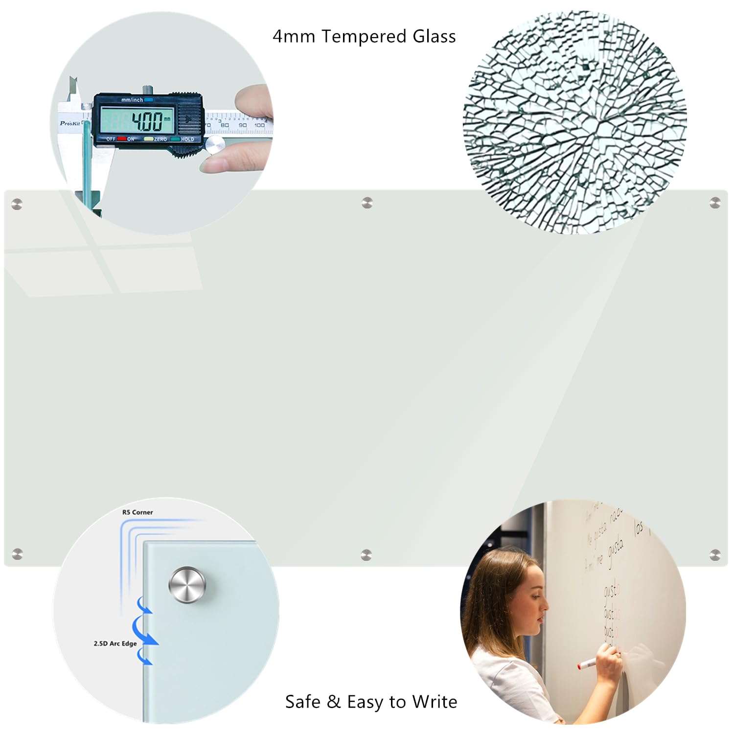 Amazon.com : Glass Whiteboard 6' x 3', Magnetic Glass Dry